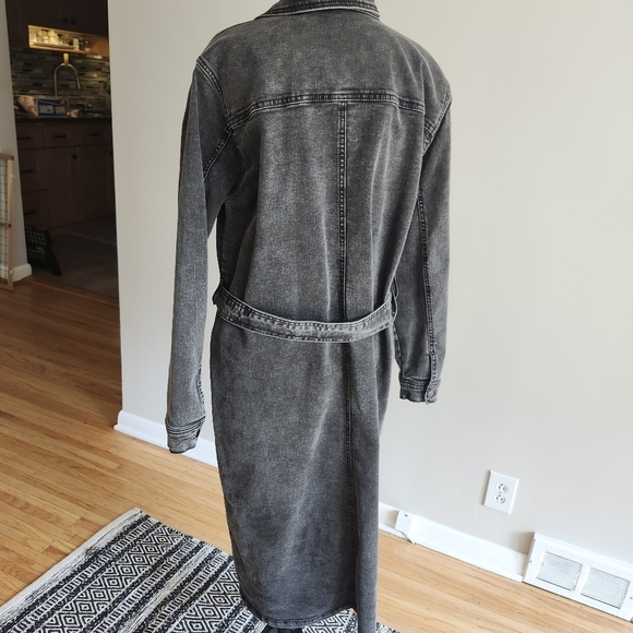 KAFFE Charcoal Soft Denim Coat Dress maxi length - Picture 2 of 6